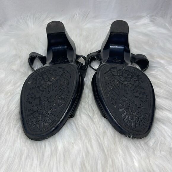 Euro Soft By Soft Valente Black Leather Heeled Sandals Sz 10 WIDE WIDTH - Picture 6 of 6